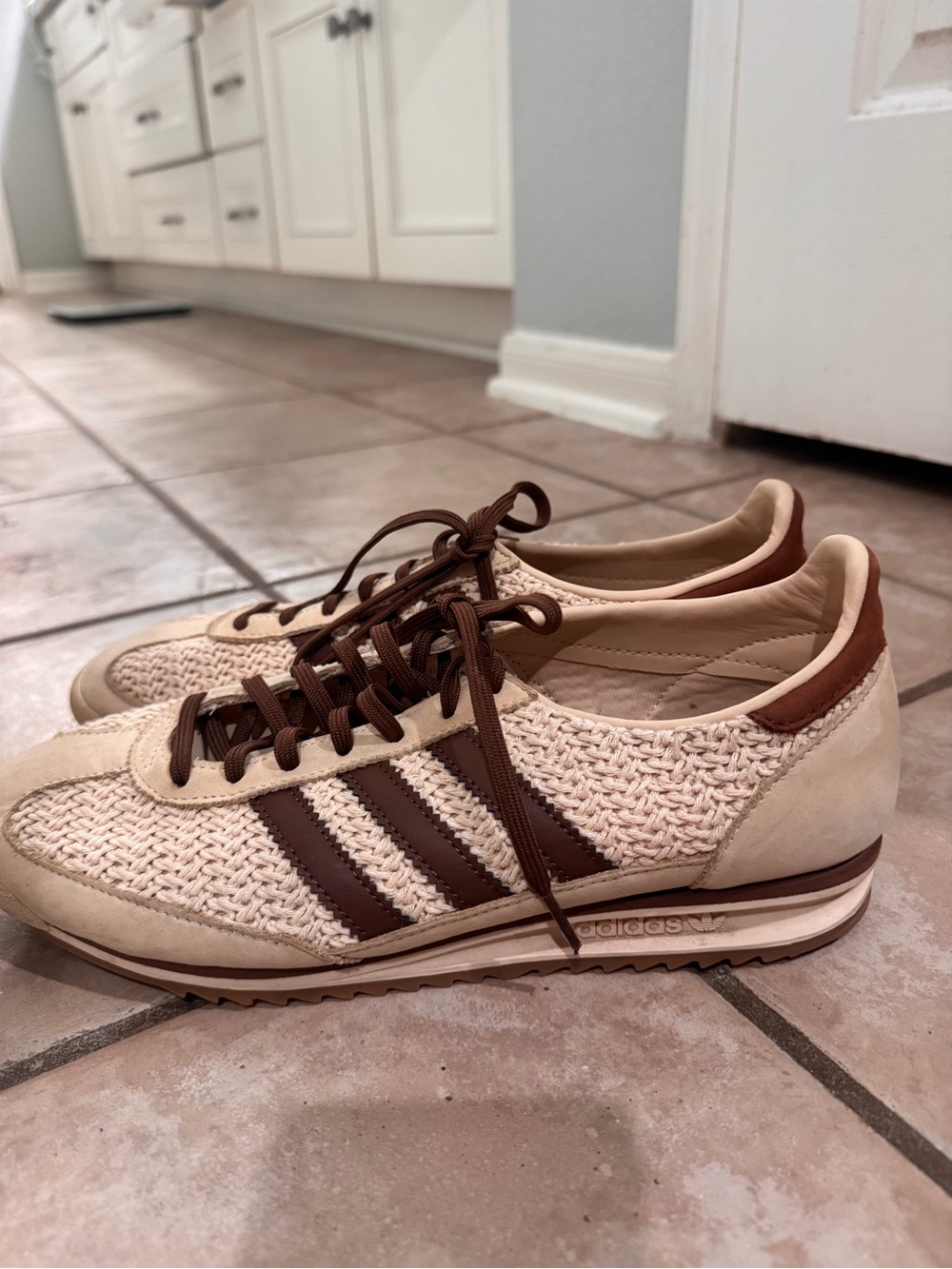 adidas Originals SL 72 OG Crochet Woven Cream Brown Sneakers size 10